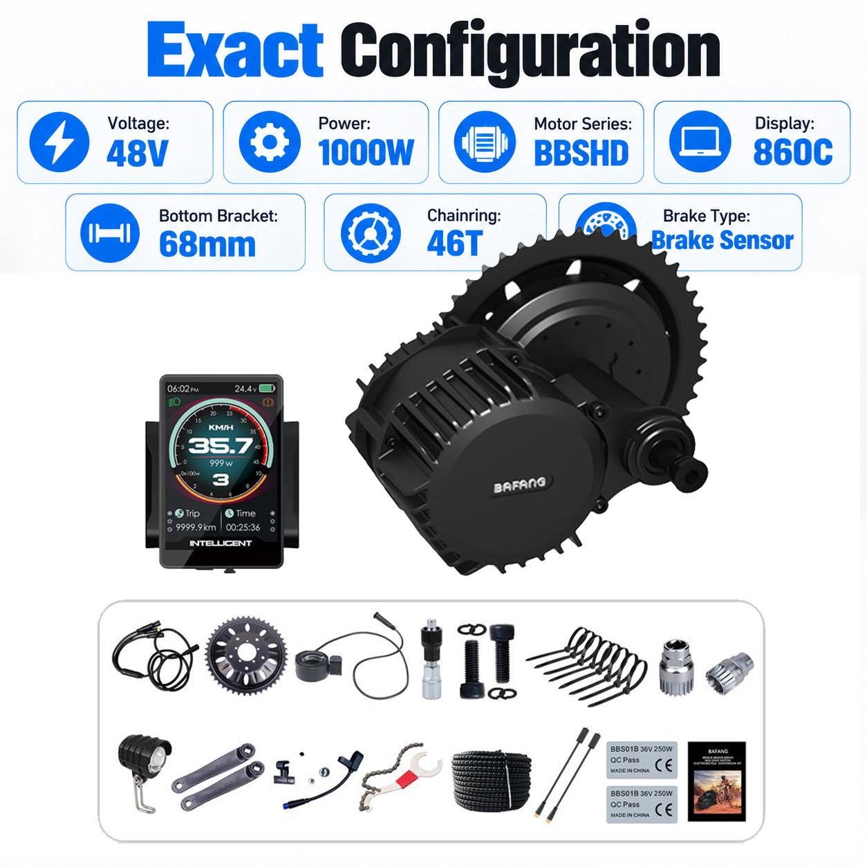 Kit moteur central BAFANG 48V  - Mid Drive Conversion Kit 1000W avis et prix
